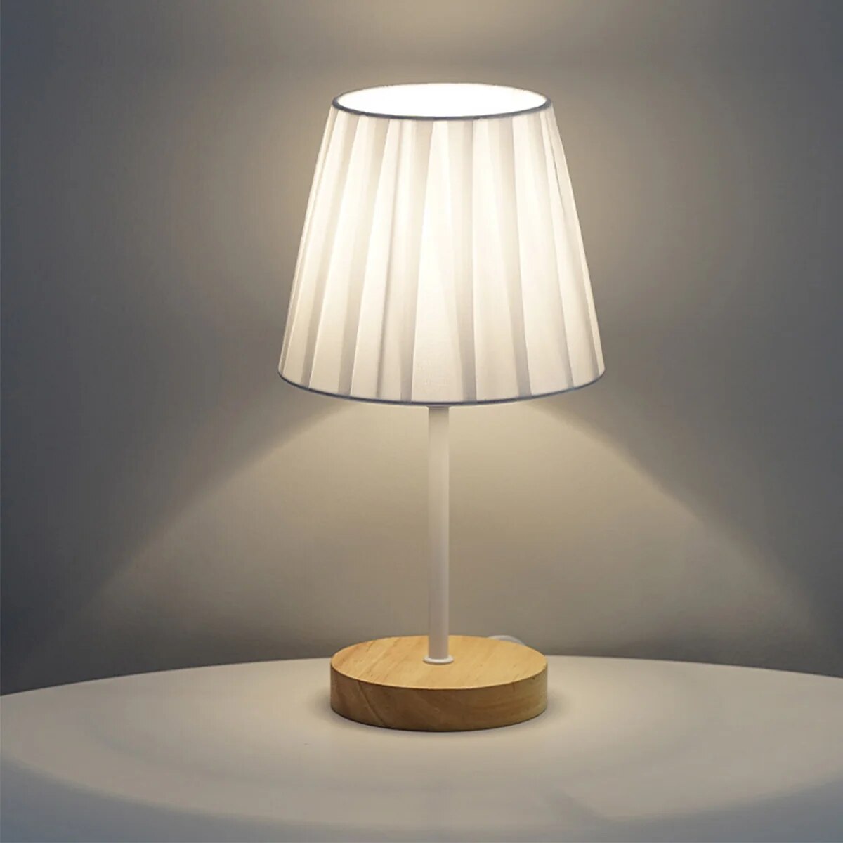 Lampe de chevet Bois et blanc