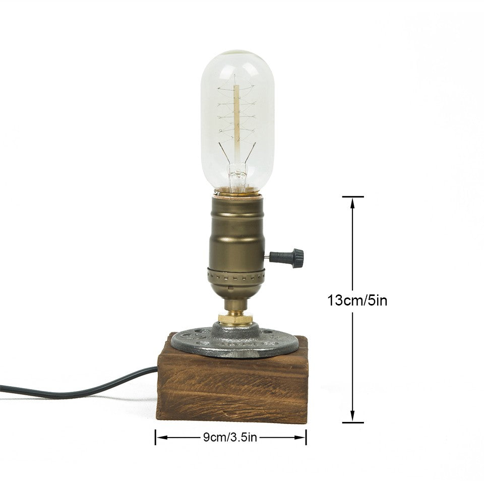 Lampe de chevet industriel pied en bois