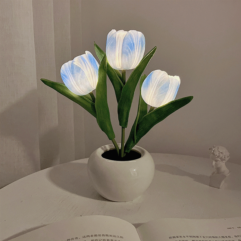 Lampe de chevet tulipe bleu