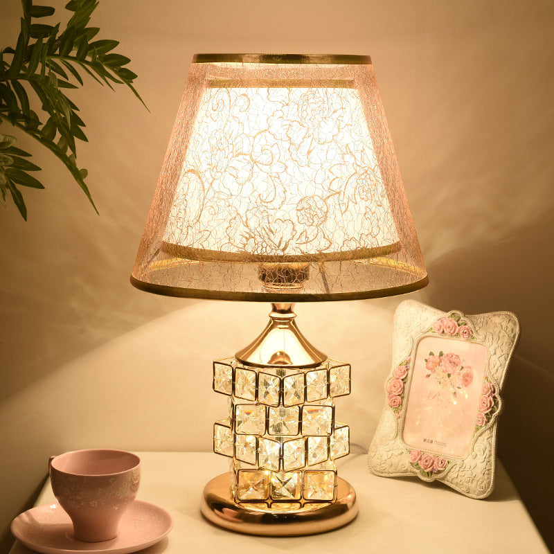 Lampe pied cristal vintage or