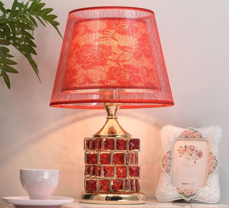 Lampe pied cristal vintage rouge