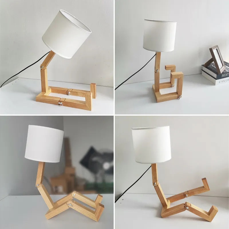 Lampe de chevet en bois petit robot