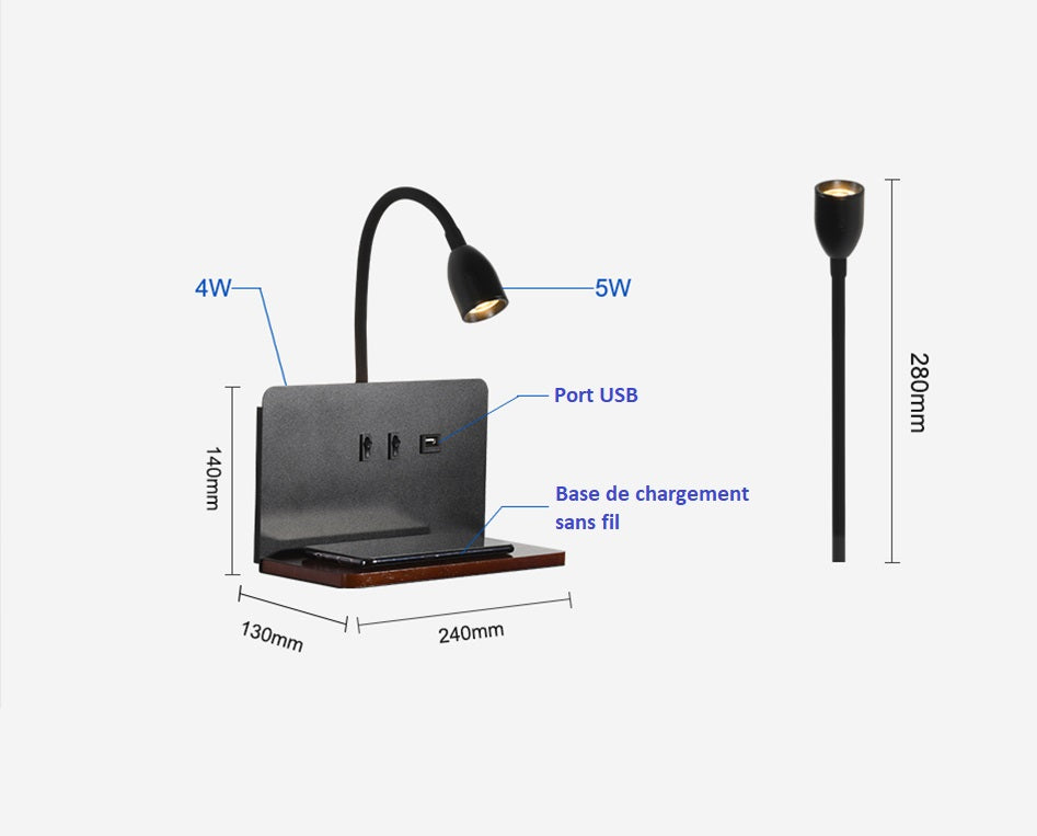 lampe avec chargeur téléphone